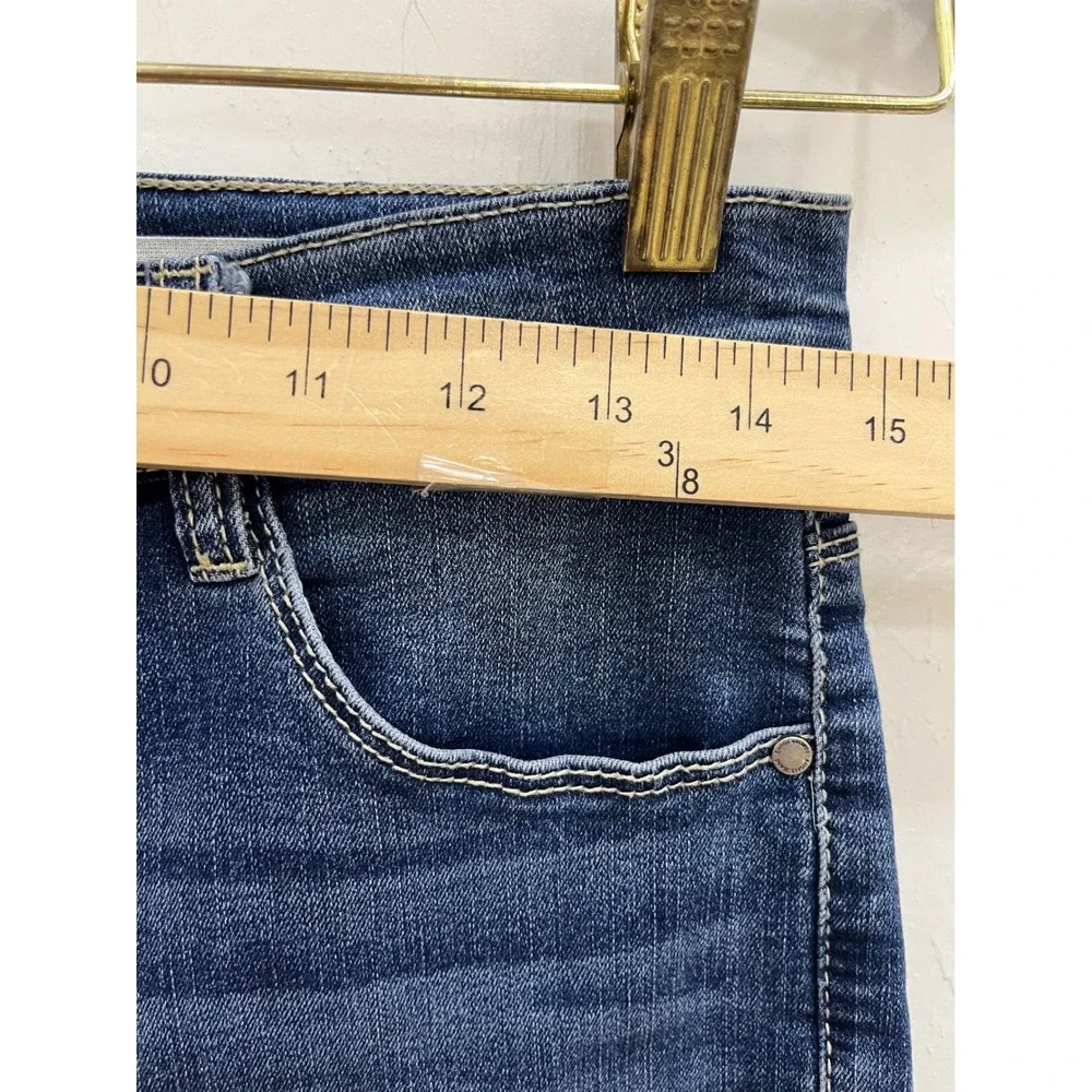 Angels Everflex Classic‎ High Rise Shorts Women 6/28 Blue Denim Good Frayed Hem